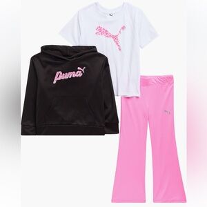Puma Girls Black Hoodie, White Tee & Bright Pink Pants Set 2T NWT